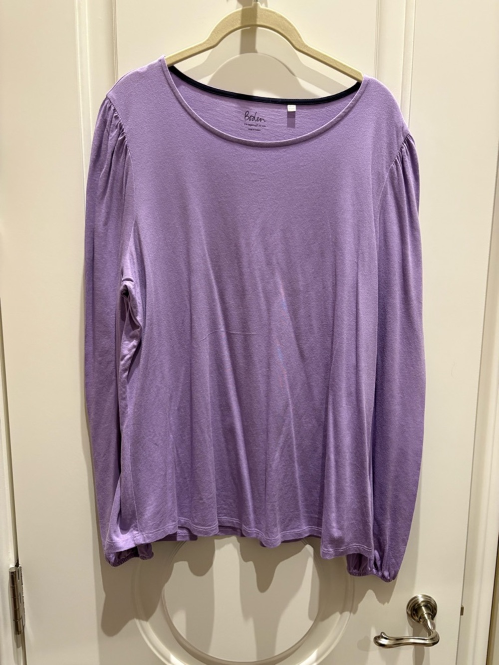 Boden Lilac Long Sleeve Scoop Neck Top